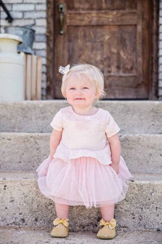 Easter Pictures smiling baby girl pink dress